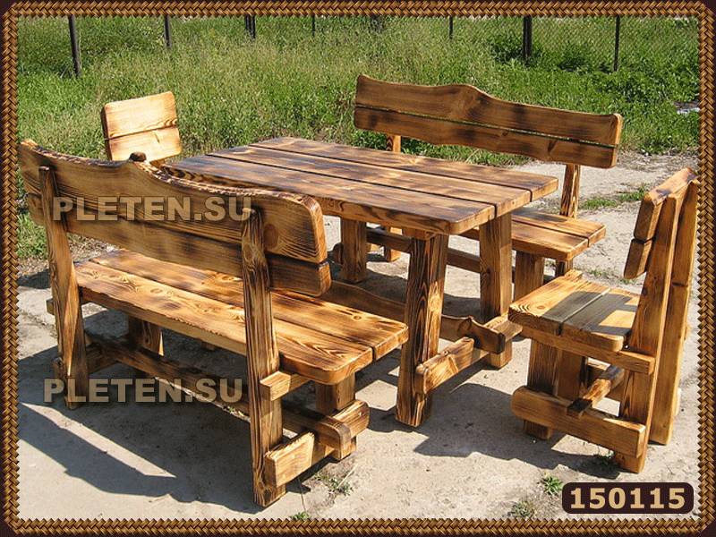 деревянный стол для загородного участка